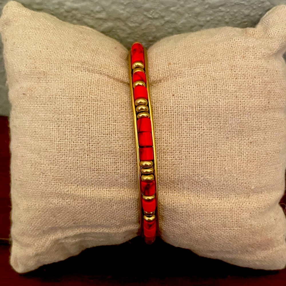 Gold and Red Stella & Dot Bracelet